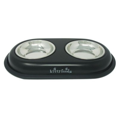 Miska metalowa podwójna kolorowa podstawka 2x13cm YARRO