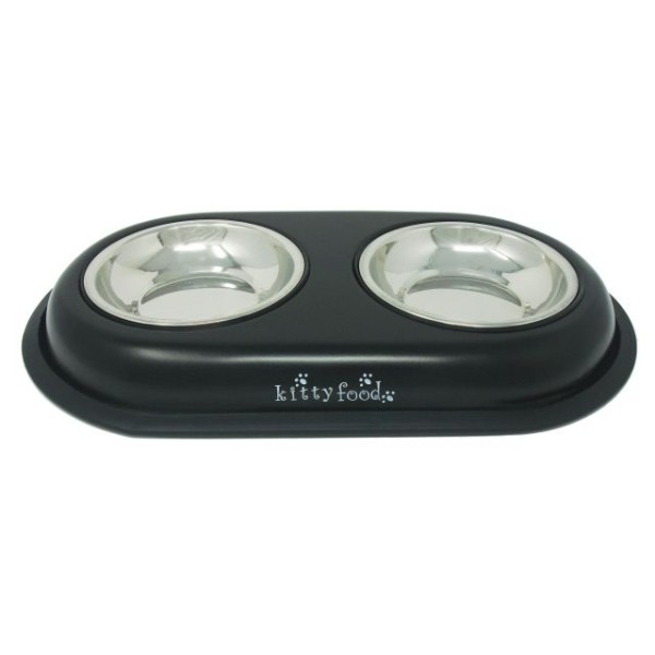 Miska metalowa podwójna kolorowa podstawka 2x13cm YARRO