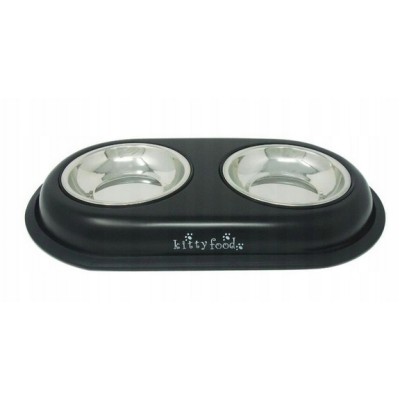 Miska metalowa podwójna kolorowa podstawka 2x13cm YARRO