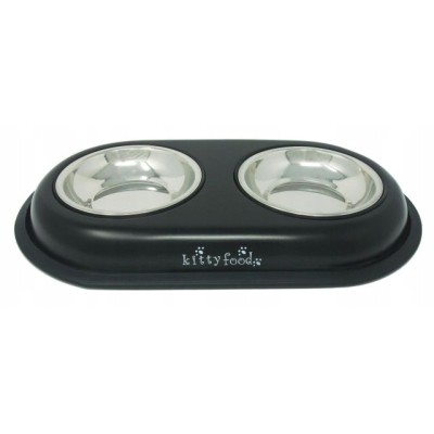 Miska metalowa podwójna kolorowa podstawka 2x13cm YARRO