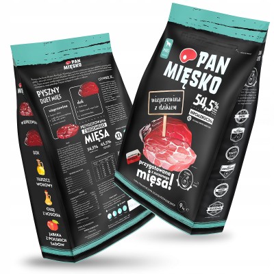 Karma sucha dla psa wieprzowina z dzikiem #XL 3kg PAN MIĘSKO