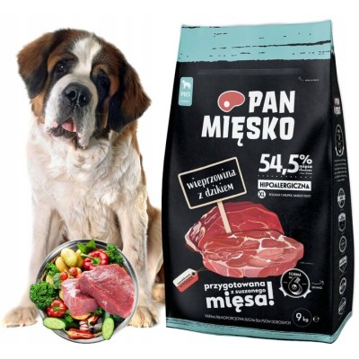 Karma sucha dla psa wieprzowina z dzikiem #XL 3kg PAN MIĘSKO