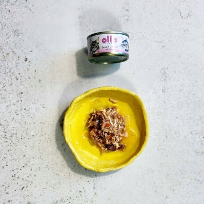 OLLO CAT nr 2  tuńczyk-kurczak-łosoś puszka 70g SKŁAD KARMY