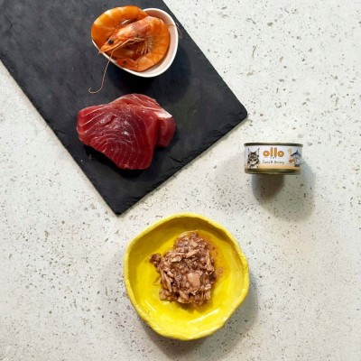 OLLO CAT nr 12 tuńczyk-kurczak-krewetka /galaretka/ puszka 70g SKŁAD KARMY