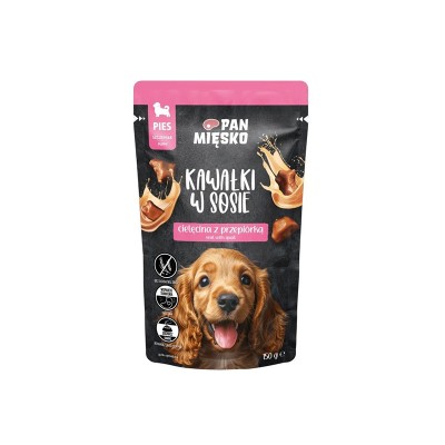 Pan mięsko karma mokra dla psa /szczeniak/ kawałki w sosie cielęcina z przepiórką 150g
