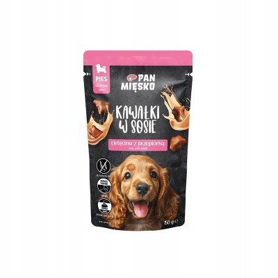Pan mięsko karma mokra dla psa /szczeniak/ kawałki w sosie cielęcina z przepiórką 150g