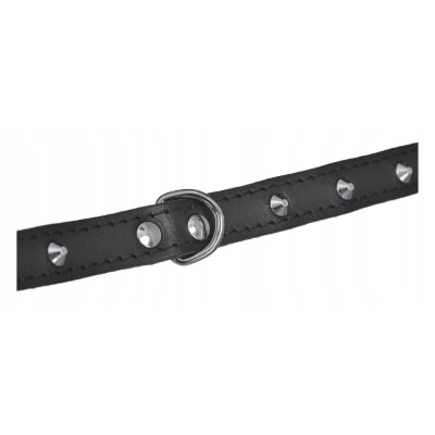 Obroża skórzana ozdobna 14-40 czarna CHABA