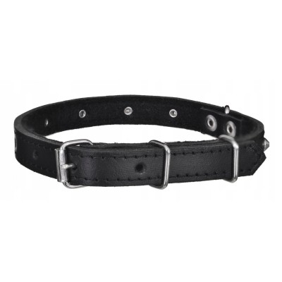 Obroża skórzana ozdobna 14-40 czarna CHABA