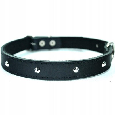 Obroża skórzana ozdobna 14-40 czarna CHABA