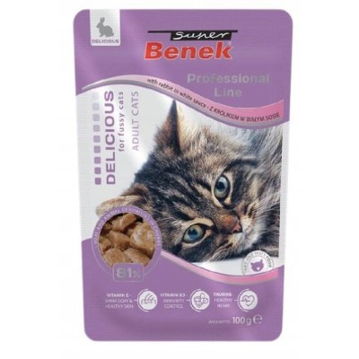 Super Benek saszetka dla kotów wybrednych królik w sosie 100g CERTECH