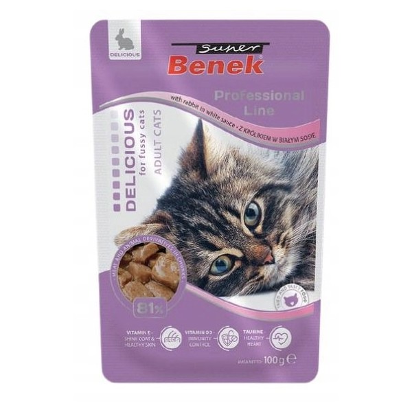 Super Benek saszetka dla kotów wybrednych królik w sosie 100g CERTECH