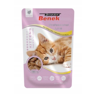 Super Benek saszetka dla młodych kotów indyk w galaretce 100g CERTECH