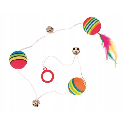 Piłki tęczowe na gumce z piórkiem TRIXIE