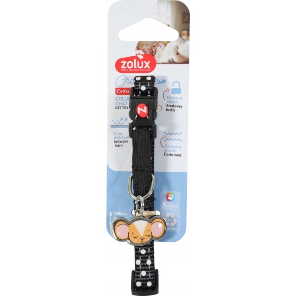 ZOLUX obroża dla kota z zawieszką w kształcie myszki /czarna