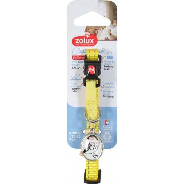 ZOLUX obroża dla kota z zawieszką w kształcie ptaka  /żółta