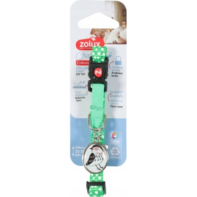 ZOLUX obroża dla kota z zawieszką w kształcie ptaka /zielona