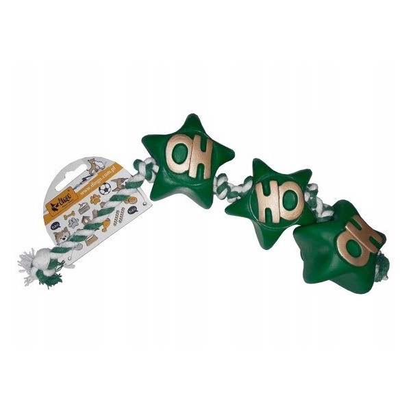 DINGO zabawka dla psa sznur świąteczny gwiazdki zielony 32cm