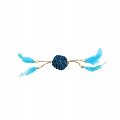 BUBA kot wiklinowa kulka z piórami niebieska