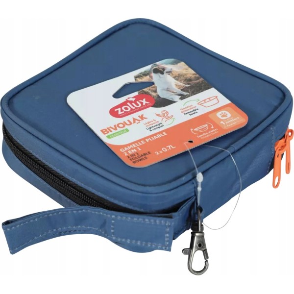 Składana miska 2w1 dla psa 2x700ml  niebieska ZOLUX