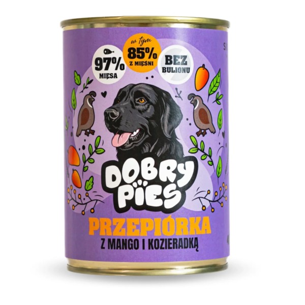 DOBRY PIES karma przepiórka, mango, kozieradka 400g
