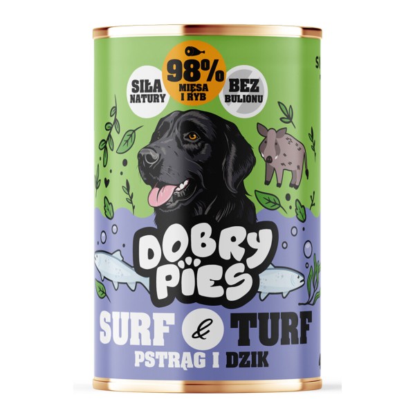 DOBRY PIES karma pstrąg i dzik 400g