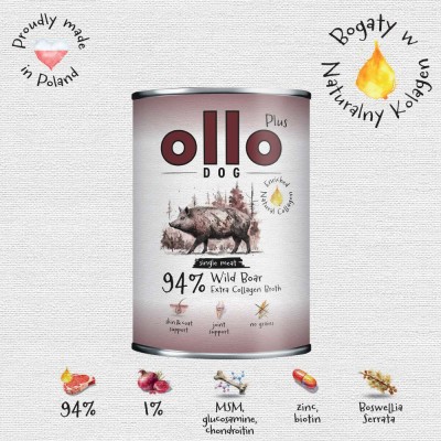 OLLO plus KOLAGEN dla psa z dzik 400g