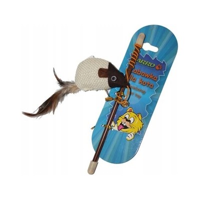 Zabawka dla kota -wędka myszka z piórkiem 19cm YARRO