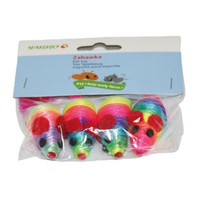 Zabawka dla kota nylonowe myszki z piórkiem 4szt/op YARRO