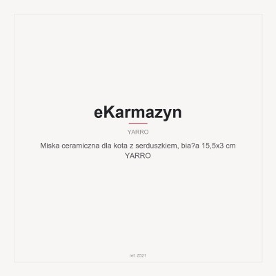 Miska ceramiczna dla kota z serduszkiem, biała 15,5x3 cm YARRO