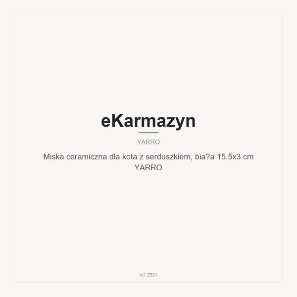 Miska ceramiczna dla kota z serduszkiem, biała 15,5x3 cm YARRO