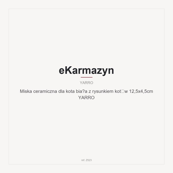 Miska ceramiczna dla kota biała z rysunkiem kotów 12,5x4,5cm YARRO