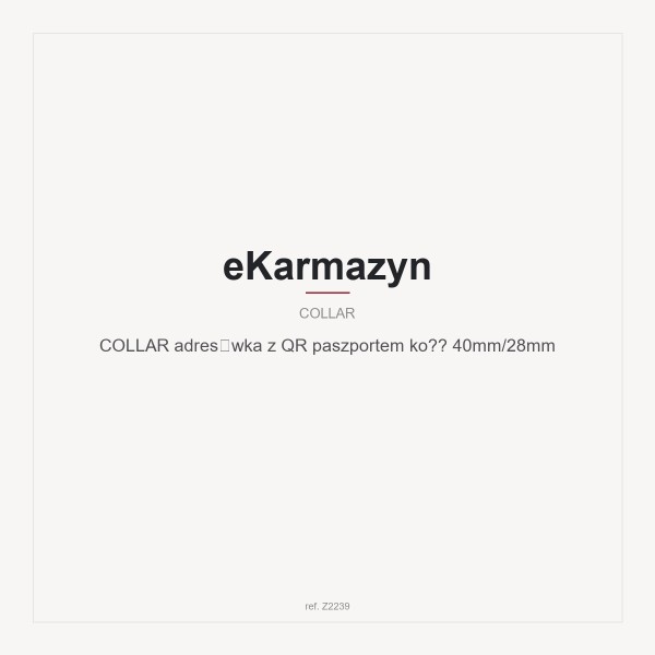 COLLAR adresówka z QR paszportem kość 40mm/28mm