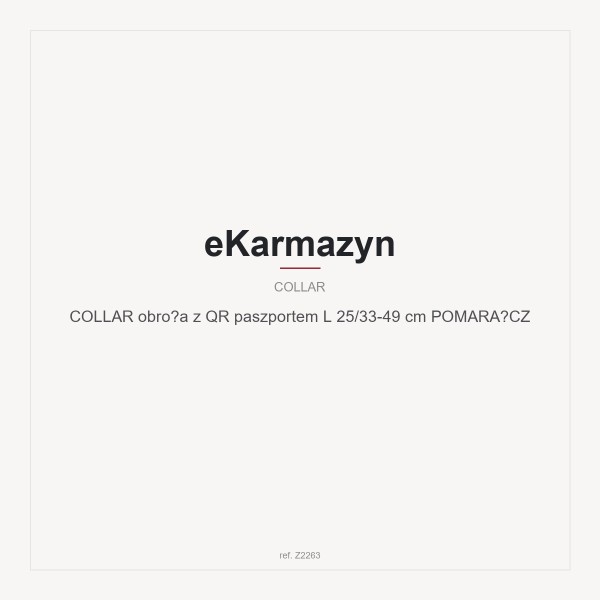 COLLAR obroża  z QR paszportem L 25/33-49 cm POMARAŃCZ