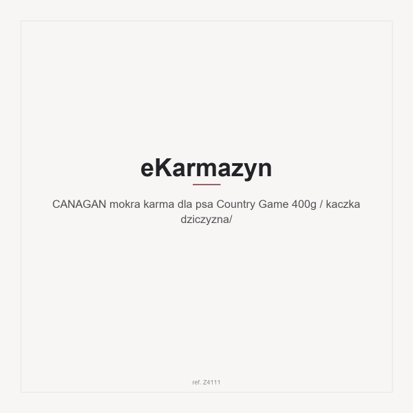 CANAGAN mokra karma dla psa Country Game 400g / kaczka dziczyzna/