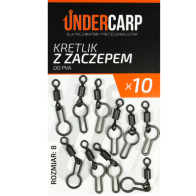 UnderCarp Krętlik Karpiowy z Zaczepem do Pva nr.8/10szt.