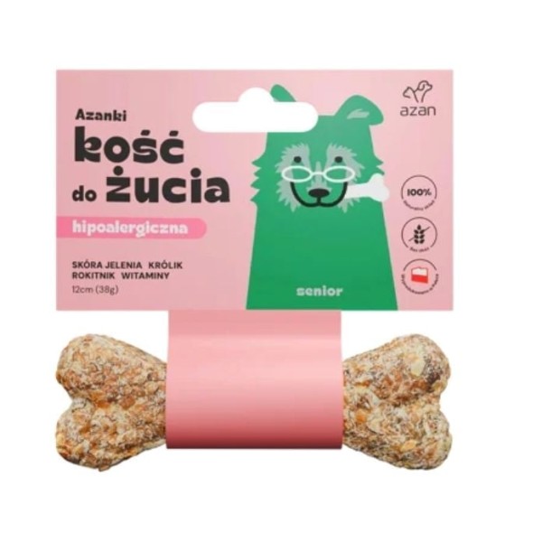 Kość ze skóry jelenia senior 12cm AZANKI