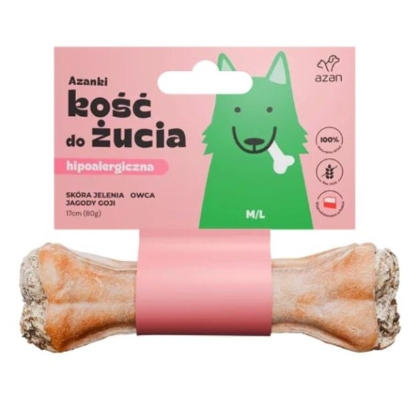Kośc ze skóry jelenia M/L 17cm AZANKI