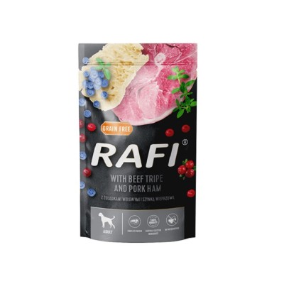 Saszetka dla psa RAFI z żołądkami wołowymi i szynką wiprzową 500g DOLINA NOTECI
