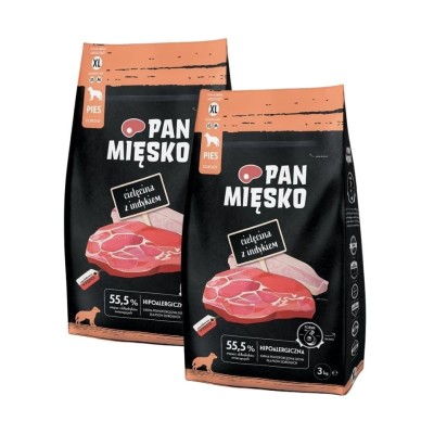 Karma sucha dla psa cielęcina z indykiem #XL 3kg PAN MIĘSKO