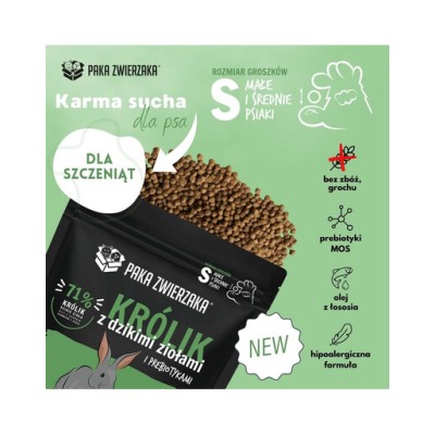 PAKA ZWIERZAKA karma sucha dla psa królik z dzikimi ziołami PUPPY 1,5 kg