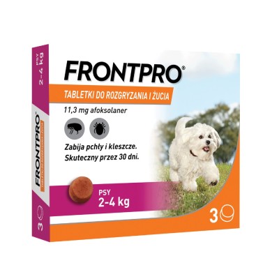 Tabletki na pchły kleszcze dla psa 2-4kg//1szt FRONTPRO